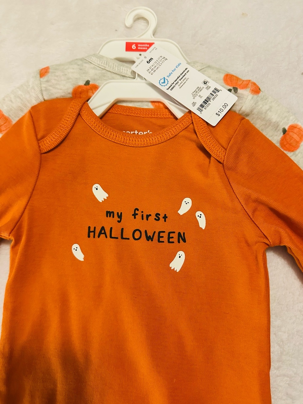 Carter's Orange 'My First Halloween' Bodysuit with Ghosts